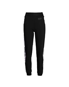 Moschino Black Stretch Cotton Logo Band Track Pants