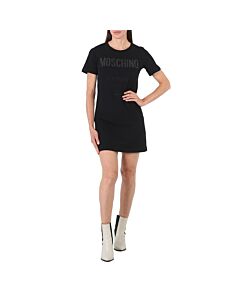 Moschino Ladies Fantasy Print Black Couture Short-Sleeve T-Shirt Dress