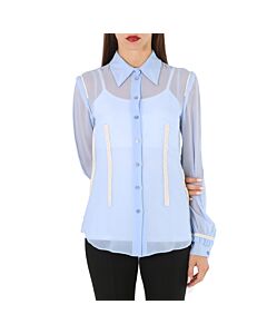 Moschino Ladies Light Blue Georgette Silk Shirt, Brand Size 40 (US Size 6)