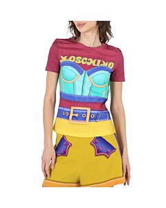 Moschino Ladies Multicolor Trompe L Oeil Regular T-Shirt, Brand Size 36 (US Size 2)