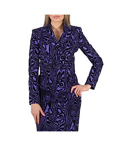 Moschino Ladies Purple Moire Effect Jacquard Blazer, Brand Size 38 (US Size 4)
