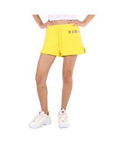 Moschino Ladies Yellow Logo-print Track Shorts
