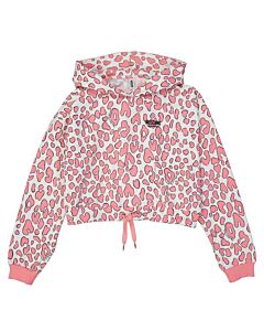 Moschino Leopard Print Cropped Cotton Hoodie