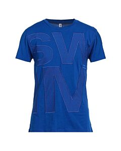 Moschino Men's Blue Debossed Logo T-Shirt