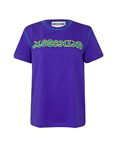 Moschino Purple Seasonal Logo Print Cotton T-Shirt