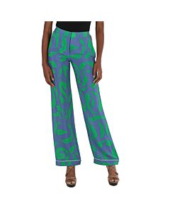 Off-White Illusion Pajama-Style Trousers in Blue/Green