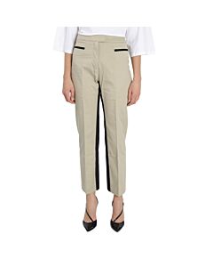 Palm Angels Ladies Beige Straight-leg Panelled Two-tone Trousers