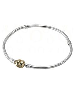 Pandora Sterling Silver Bracelet with 14K Gold Pandora Snap Clasp - 590702-HG-17 Size 17 - 6.7"