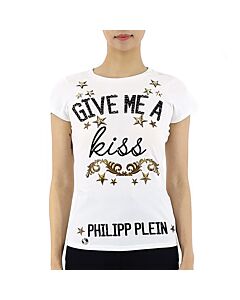 Philipp Plein Ladies Olev White Cotton Jersey T-shirt