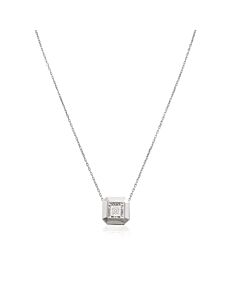 Picasso And Co Ladies 18K White Gold 0.032 Ct Square Cut. Dancing Diamond Pendant