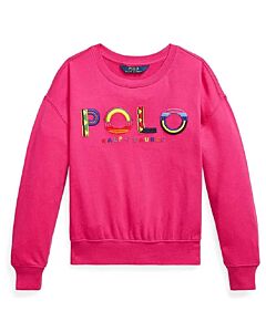 Polo Ralph Lauren Girls Accent Pink Cotton Logo Sweatshirt