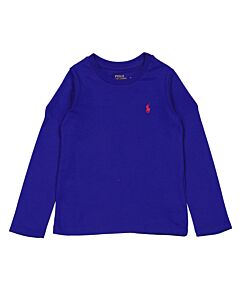Polo Ralph Lauren Girls Blue Long Sleeve Classic Pony Cotton T-Shirt