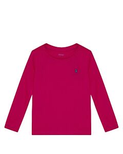 Polo Ralph Lauren Girls Pink Long Sleeve Classic Pony Cotton T-Shirt