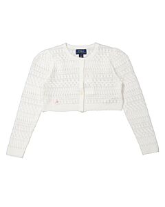 Polo Ralph Lauren Girls White Cropped Knitted Cardigan