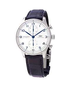 Portugieser Chronograph (Alligator) Leather Silver Dial Watch