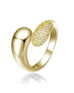 Rachel Glauber 14K Gold Plated with Cubic Zirconia Bypass Ring