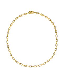 Rachel Glauber Megan Walford 14k Yellow Gold Plated with Cubic Zirconia Flat Cable Link Chain Layering Bracelet