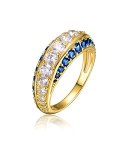 Rachel Glauber Sterling Silver 14K Gold Plated and Sapphire Cubic Zirconia Coctail Ring
