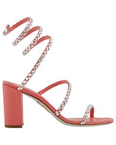 Rene Caovilla Ladies Coral Satin/Crystal Ab Strass Embellished Heels
