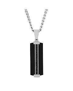 Robert Alton 1/10CTW Diamond Stainless Steel with Black & White Finish Dog Tag Pendant