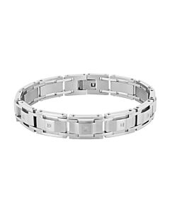 Robert Alton 1/20CTW Diamond Stainless Steel Sloped Men's Link Bracelet