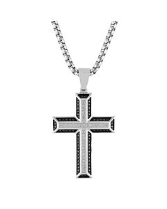 Robert Alton 1/2ctw Black Diamond and White Diamond Stainless Steel Cross Pendant