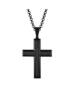 Robert Alton 1/2ctw Black Diamond with Black Finish Stainless Steel Cross Pendant
