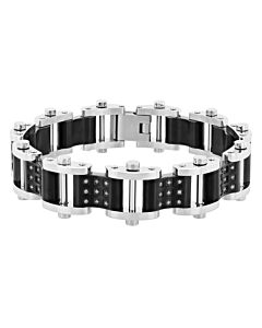 Robert Alton 1/2CTW Diamond Stainless Steel with Black Finish Men's Link Bracelet