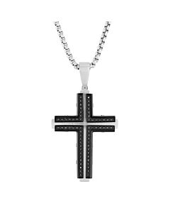 Robert Alton 1/3CTW Black Diamond Stainless Steel with Black & White Finish Cross Pendant