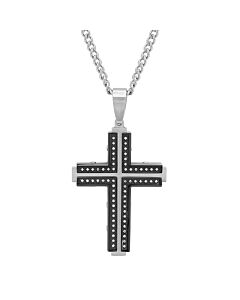 Robert Alton 1/3CTW Diamond Stainless Steel with Black & White Finish Cross Pendant