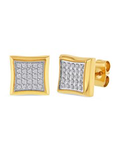 Robert Alton 1/4CTW Diamond Stainless Steel With Yellow Finish Men's Square Stud Earrings