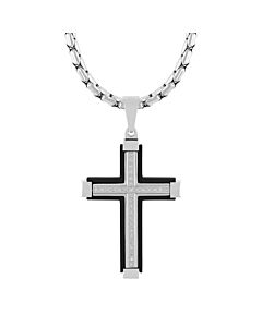 Robert Alton 1/6CTW Diamond Stainless Steel with Black & White Finish Cross Pendant