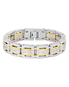 Robert Alton 1CT Diamond Stainless Steel Two-Tone Men's Link Bracelet