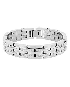 Robert Alton 3/4CTW Diamond Stainless Steel Men's Panther Link Bracelet
