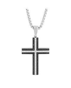 Robert Alton 3/4CTW Diamond Stainless Steel with Black &White Cross Pendant