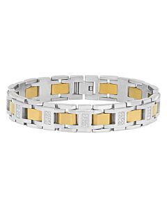 Robert Alton 3/4CTW Diamond Stainless Steel With Two-Tone Finish Men's Link Bracelet