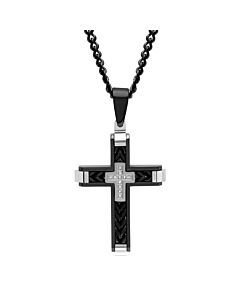 Robert Alton Diamond Accent Stainless Steel with Black Finish Cross Pendant