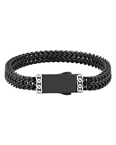 Robert Alton Stainless Steel Black & White Double Row Men’s Link Bracelet