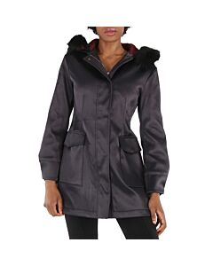 Roberto Cavalli Ladies Black Fur-Trim Hood Down Jacket