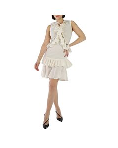 Roberto Cavalli Ladies Natural White Flared Dress