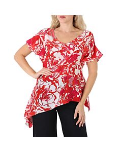 Roberto Cavalli Ladies Rose-Print Silk Top, Brand Size 38 (US Size 4)