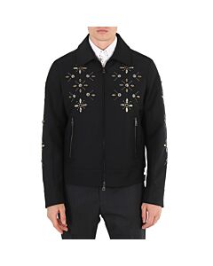 Roberto Cavalli Men's Black Embellished Wool Blend Jacket