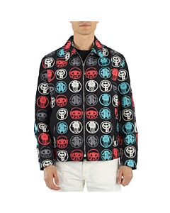 Roberto Cavalli Men's Black / Multicolor Embroidered Lucky Coin Shirt Jacket