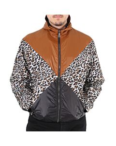 Roberto Cavalli Men's Leopard Print Windbreaker Track Jacket