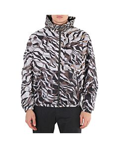 Roberto Cavalli Men's Tiger Twiga And Leopard Print Hooded Track Jacket
