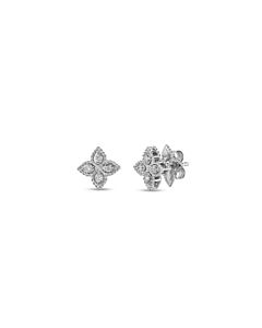 Roberto Coin 18K White Gold 0.07Ct Diamond Small Princess Flower Stud Earrings - 7771383Awerx