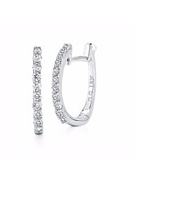 Roberto Coin 18K White Gold 0.20 ct Diamond Pave Huggie Earrings 12mm wide