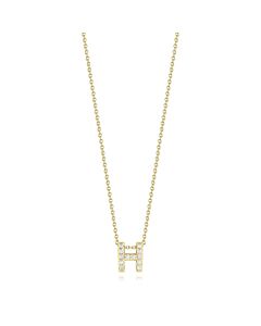 Roberto Coin 18K Yellow Gold 0.06Ct Diamond Tiny Treasures Letter "H" Necklace - 001634Aychxh