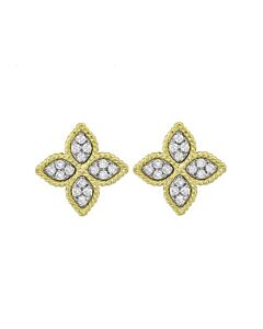 Roberto Coin 18K Yellow Gold Medium Diamond Princess Flower Stud Earrings