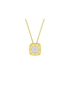 Roberto Coin 18K Yellow Gold Pois Moi Square Diamond Pendant Necklace